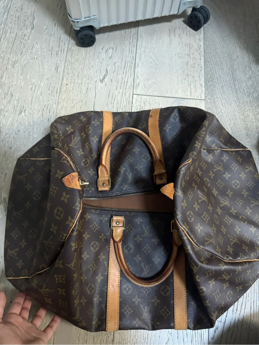 Louis Vuitton Brown Monogram Duffel with Tan Trim
